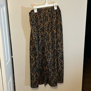 Black silk midi skirt
